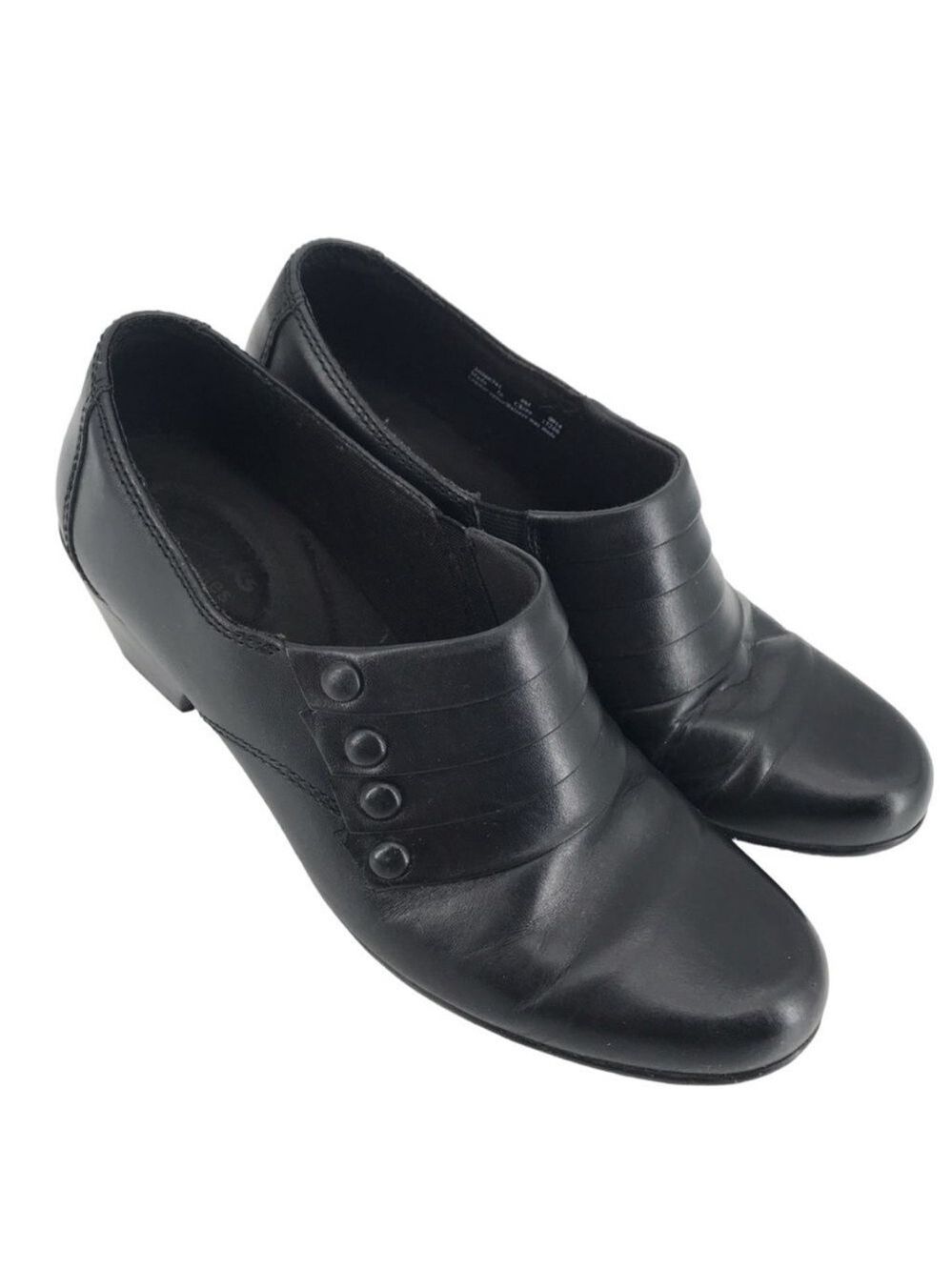 Clarks Bendables Womens Black Heeled Loafer Shoe Size 7